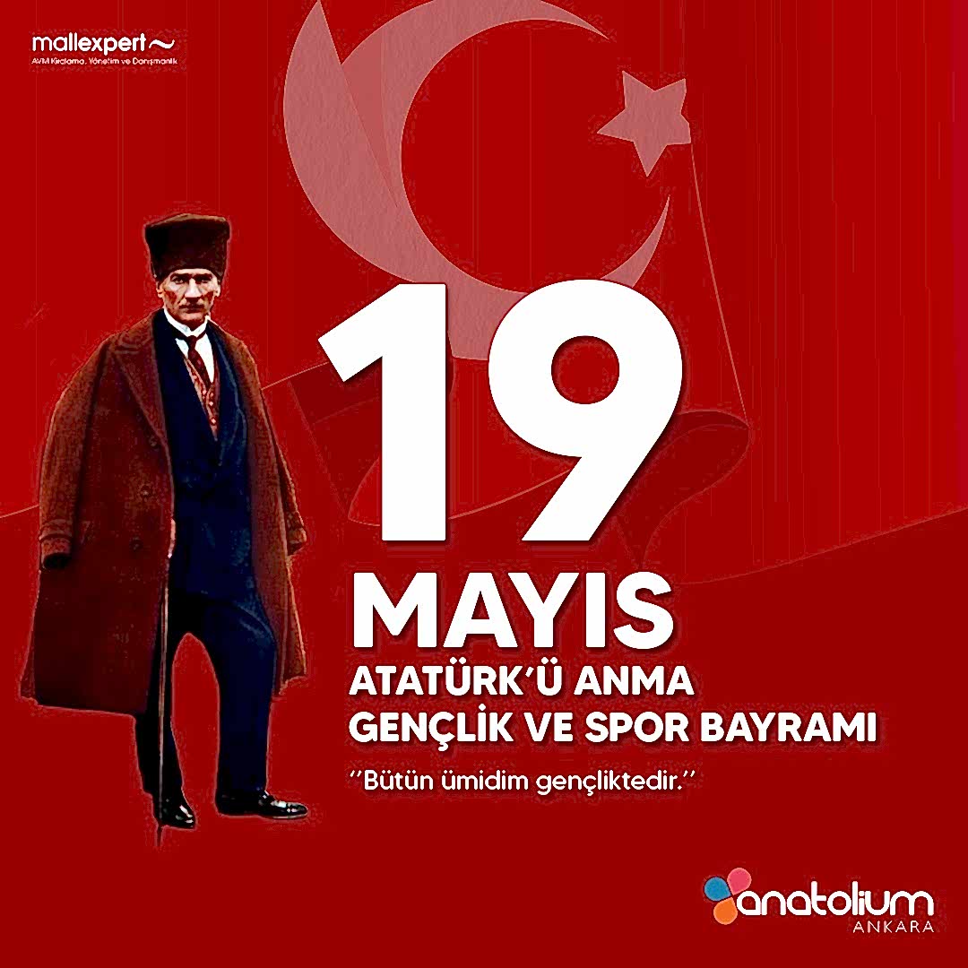 Geleceğimizin teminatı olan gençlerimizin ve tüm milletimizin 19 Mayıs Atatürk’ü Anma, Gençlik ve Spor Bayramı kutlu olsun!????????